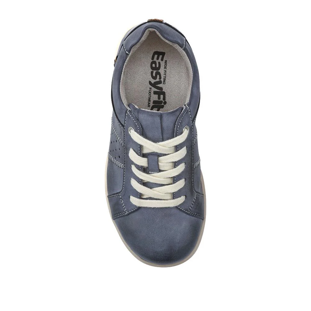 Extra-Wide Casual Lace-Up Shoes - BEANKA / 327 154 - Denim - Image 4