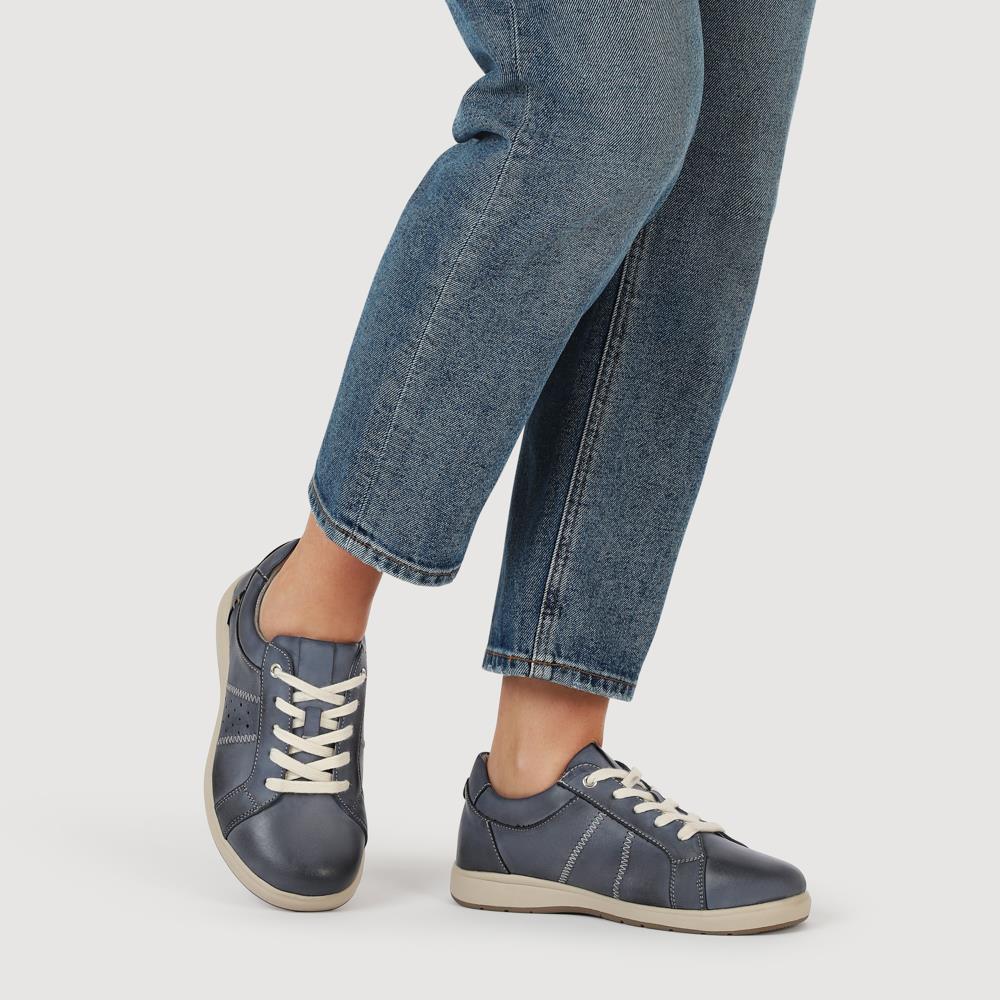 Extra-Wide Casual Lace-Up Shoes - BEANKA / 327 154 - Denim - Image 5