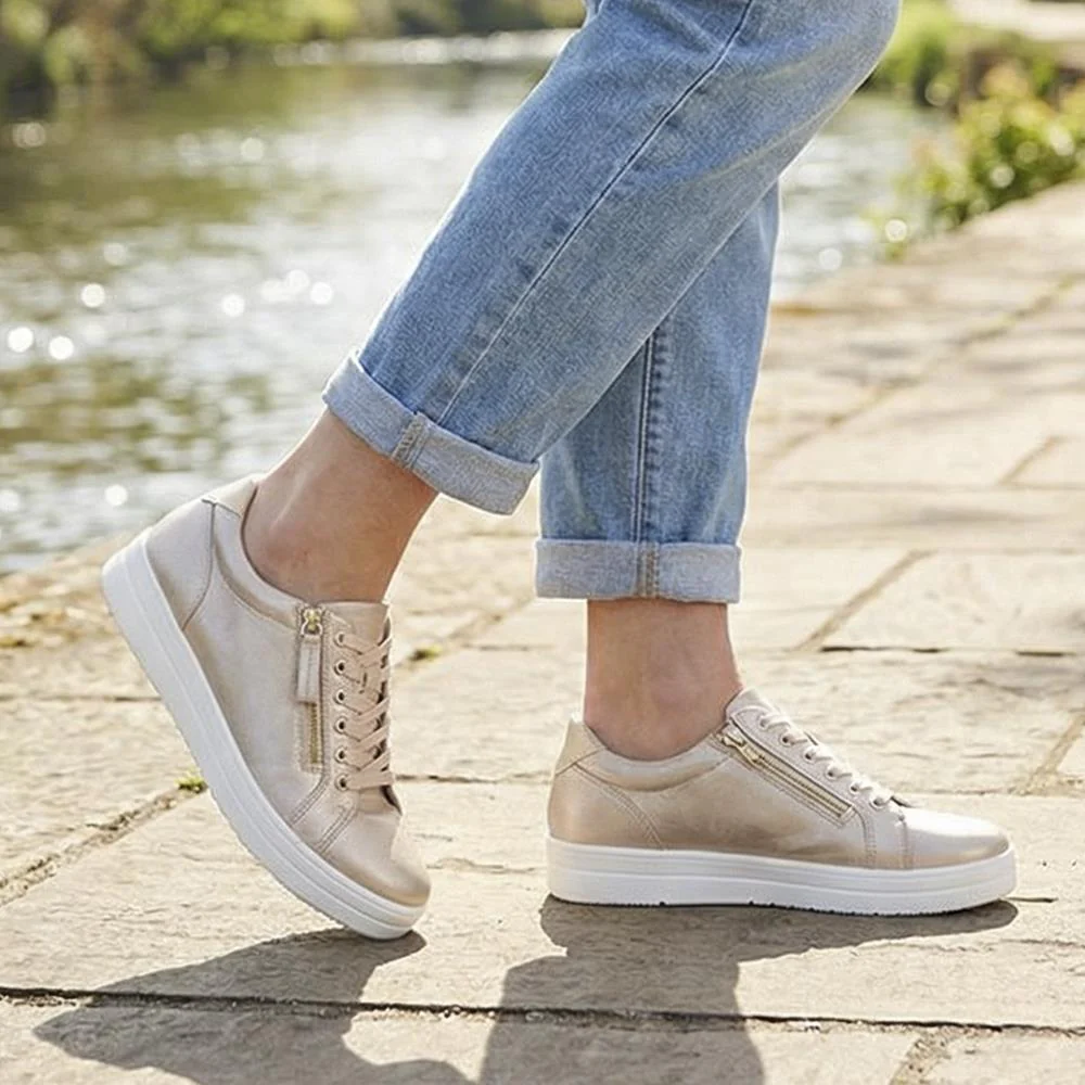 Extra Wide Chunky Trainers - ITALIA / 326 313 - Soft Gold - Image 2