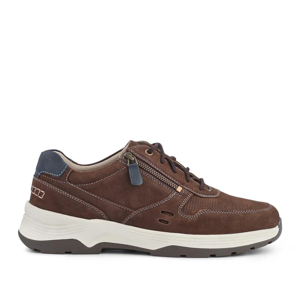 Extra-Wide Dual-Fit Leather Trainers - JOEL / 327 275 - Brown - Image 2