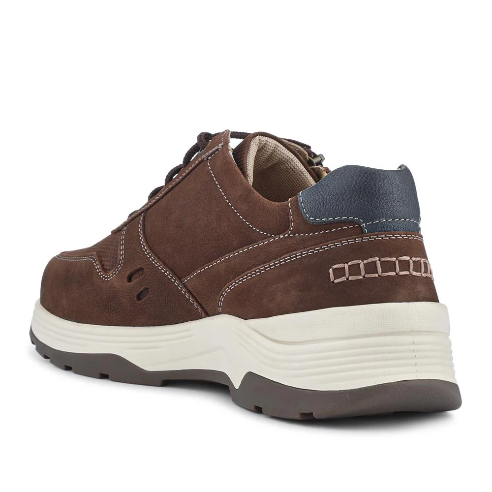 Extra-Wide Dual-Fit Leather Trainers - JOEL / 327 275 - Brown - Image 3
