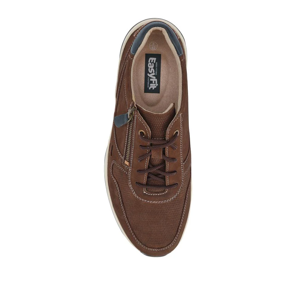 Extra-Wide Dual-Fit Leather Trainers - JOEL / 327 275 - Brown - Image 4