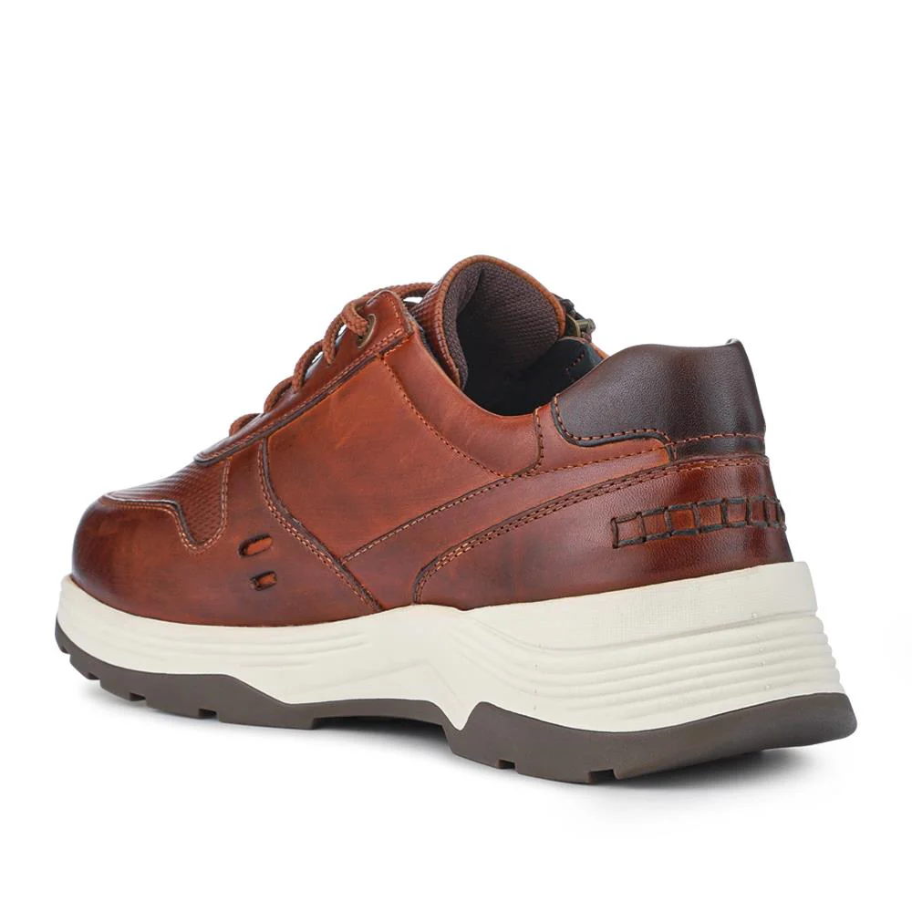 Extra-Wide Dual-Fit Leather Trainers - JOEL / 327 275 - Cognac - Image 3