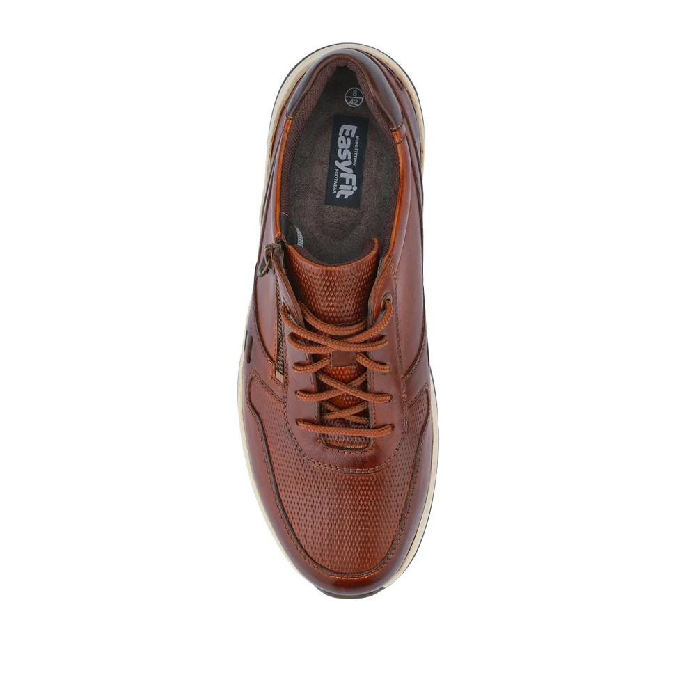 Extra-Wide Dual-Fit Leather Trainers - JOEL / 327 275 - Cognac - Image 4