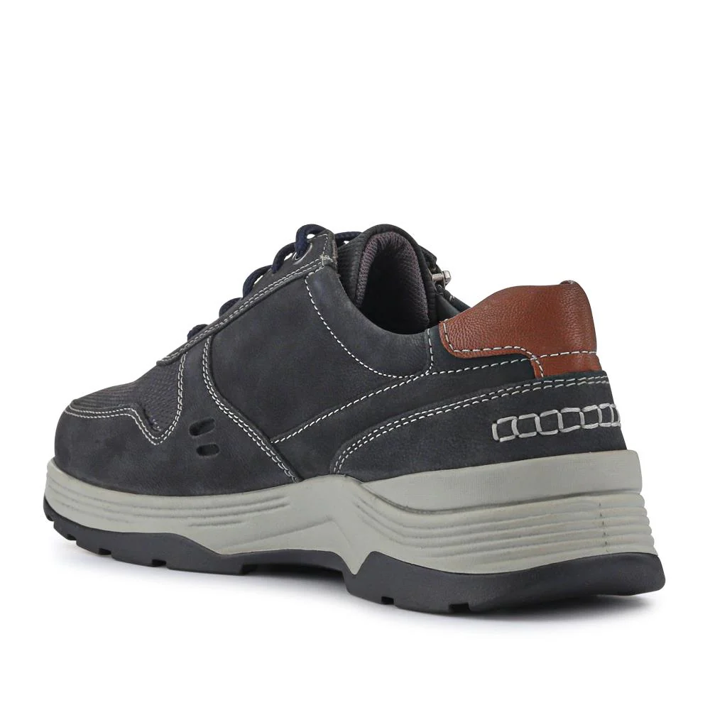 Extra-Wide Dual-Fit Leather Trainers - JOEL / 327 275 - Navy - Image 3