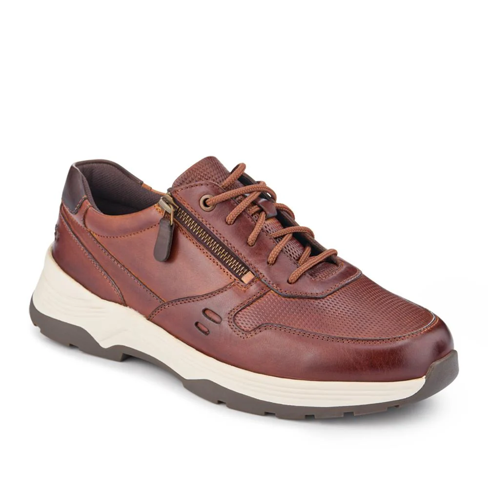 Extra-Wide Dual-Fit Leather Trainers - JOEL / 327 275 - Cognac