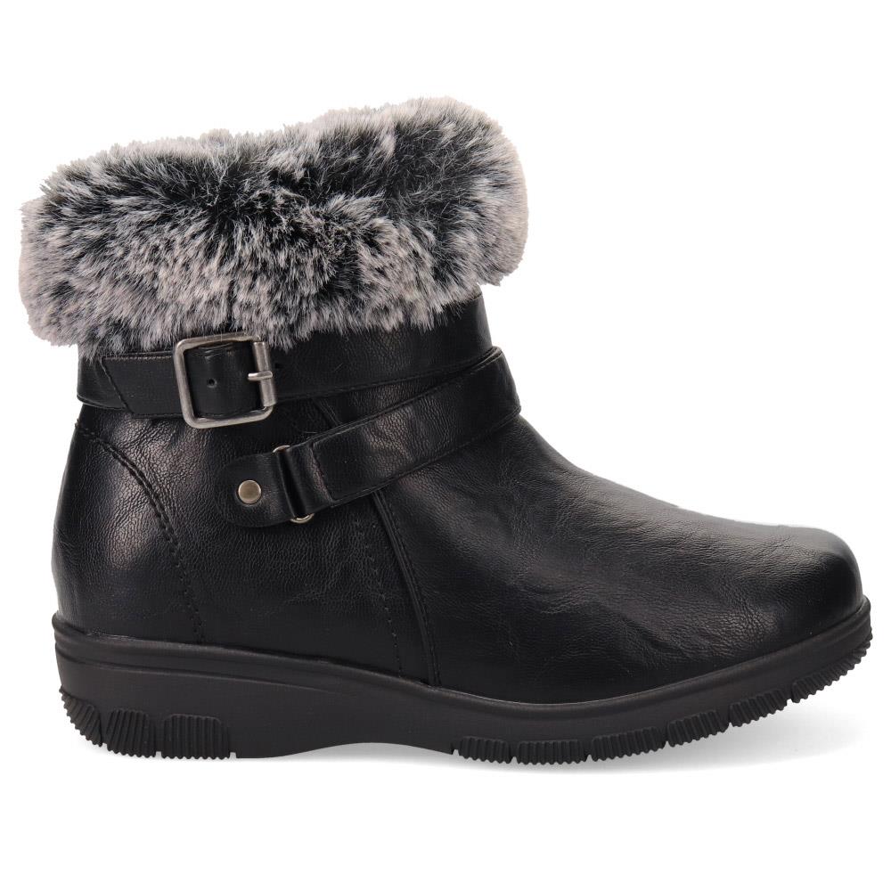 Extra-Wide Faux-Fur Cuff Ankle Boots - BELL / 326 119 - Black - Image 2