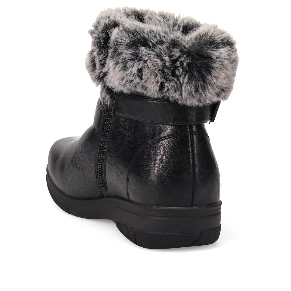 Extra-Wide Faux-Fur Cuff Ankle Boots - BELL / 326 119 - Black - Image 3