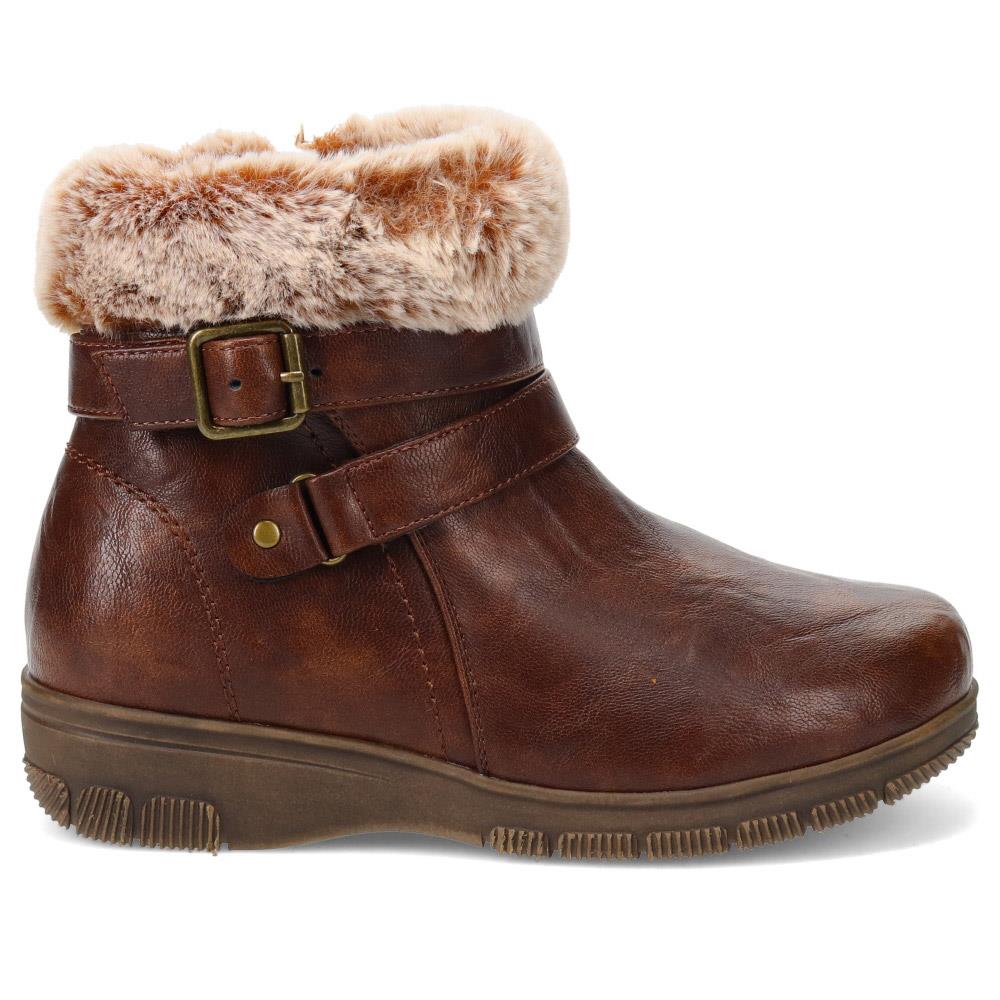 Extra-Wide Faux-Fur Cuff Ankle Boots - BELL / 326 119 - Brown - Image 2