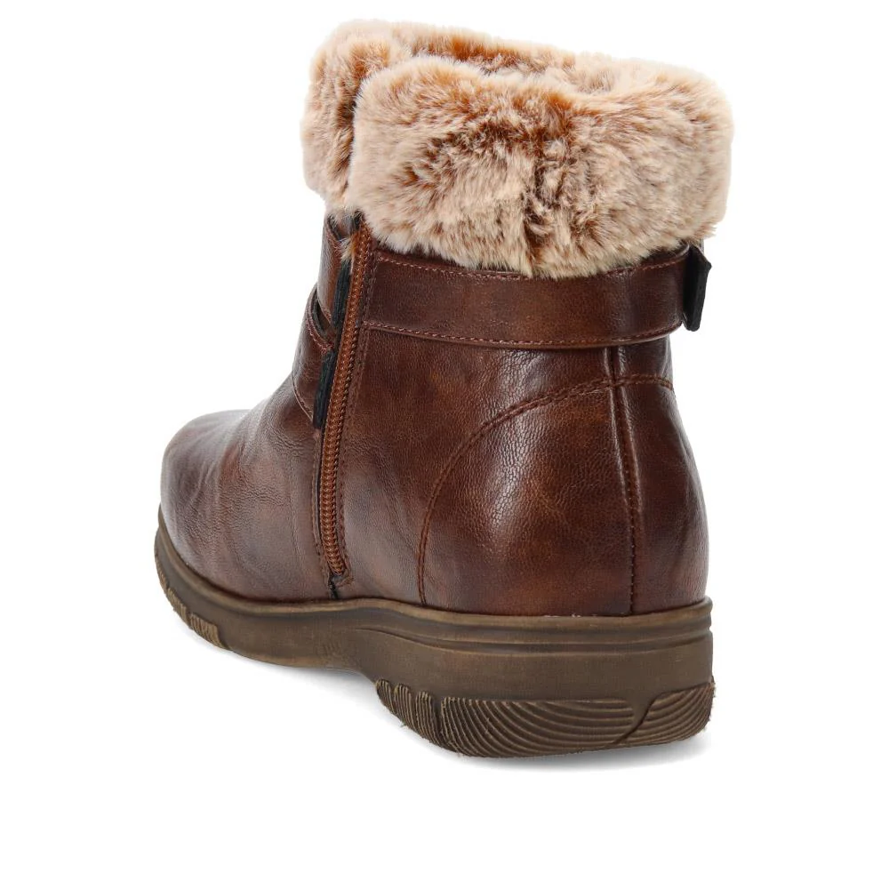 Extra-Wide Faux-Fur Cuff Ankle Boots - BELL / 326 119 - Brown - Image 3