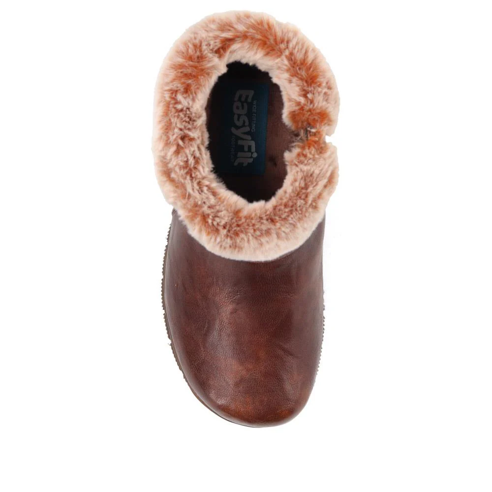 Extra-Wide Faux-Fur Cuff Ankle Boots - BELL / 326 119 - Brown - Image 5