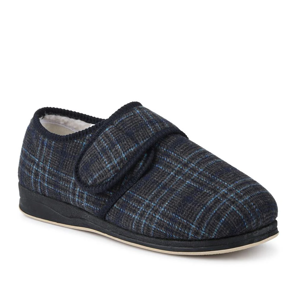 Extra-Wide Faux-Fur-Lined Slippers - AUGUST / 328 471 - Navy Multi