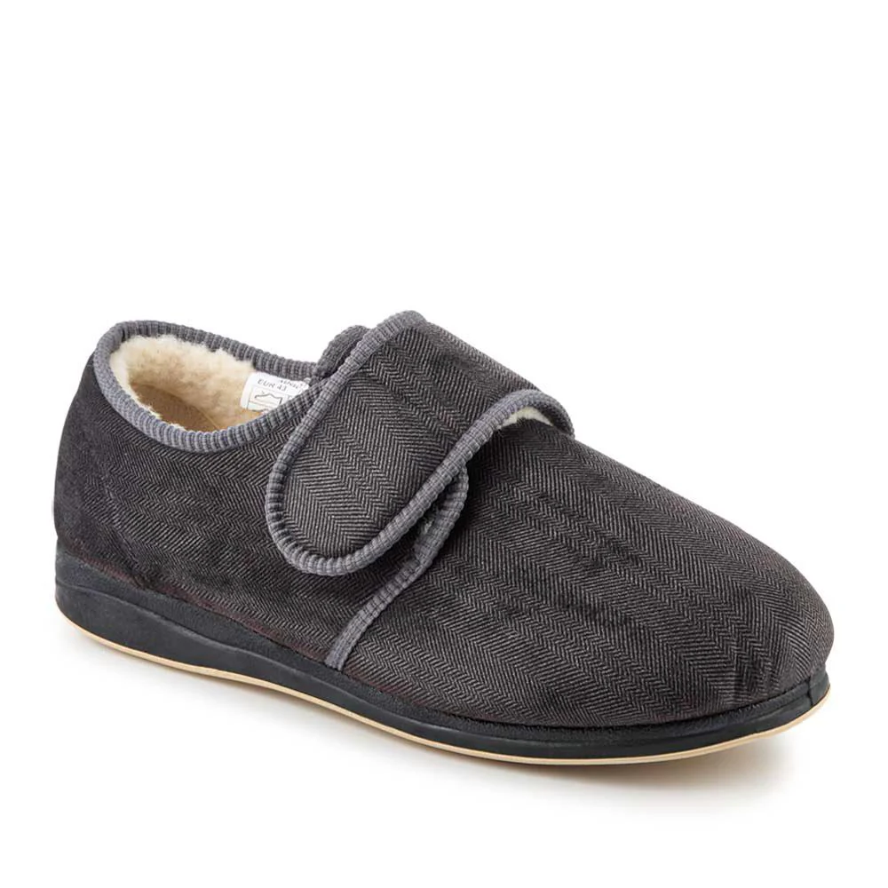 Extra-Wide Faux-Fur-Lined Slippers - AUGUST / 328 471 - Grey