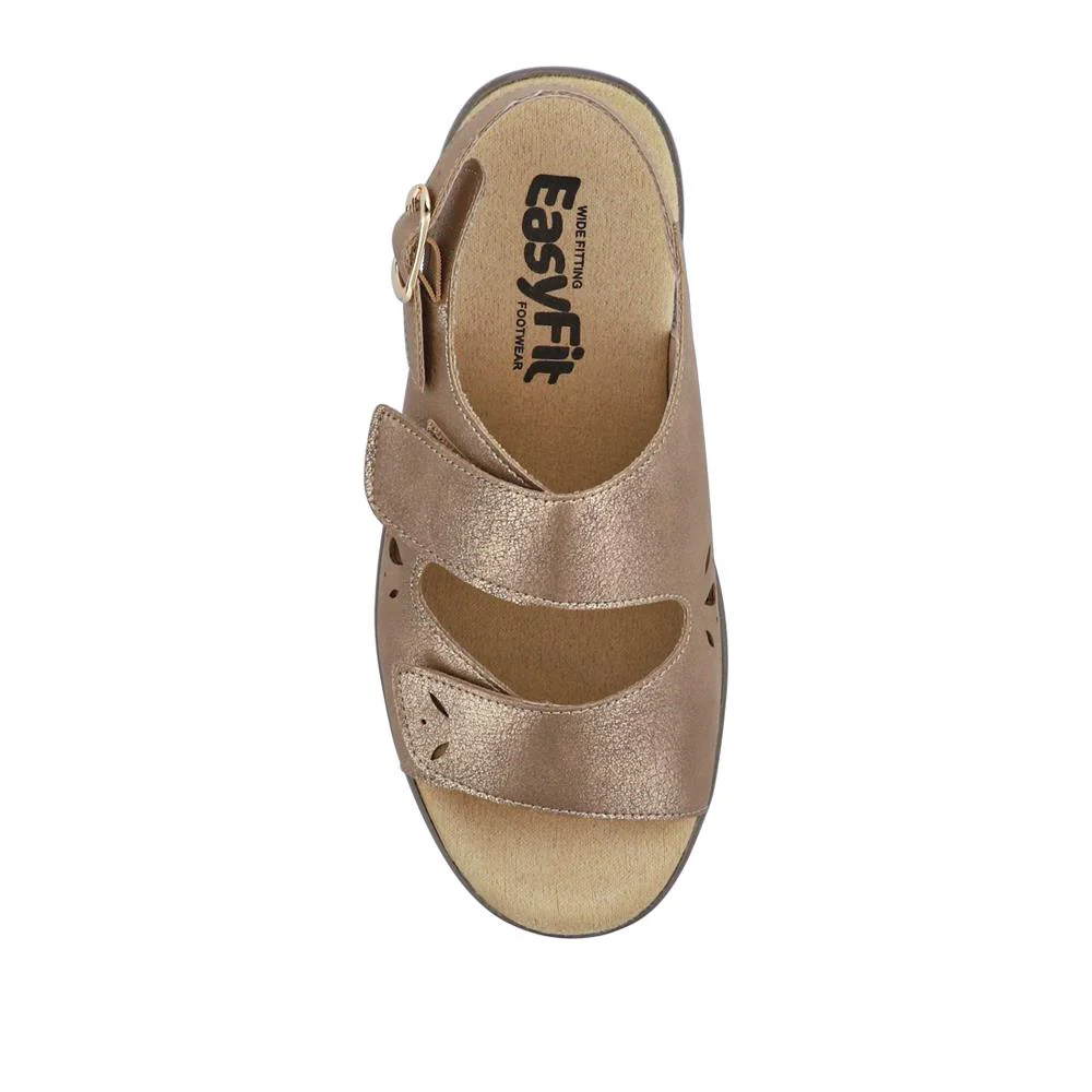 Extra-Wide Fit Adjustable Slingback Sandals - DIVINA / 321 458 - Gold - Image 4