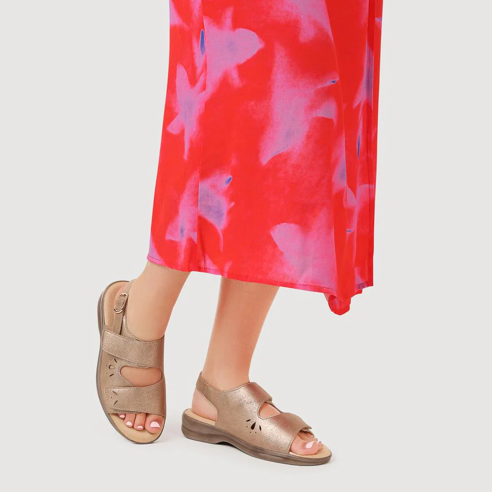 Extra-Wide Fit Adjustable Slingback Sandals - DIVINA / 321 458 - Gold - Image 5