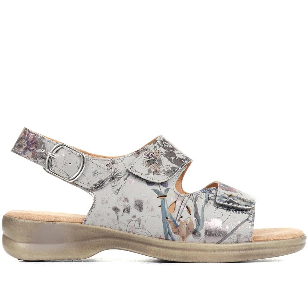 Extra-Wide Fit Adjustable Slingback Sandals - DIVINA / 321 458 - Grey Floral - Image 2