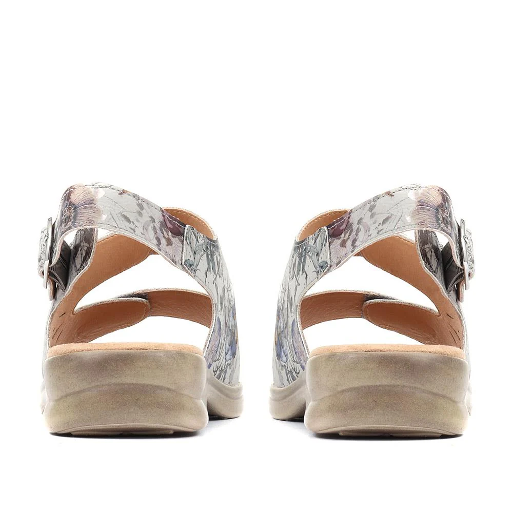 Extra-Wide Fit Adjustable Slingback Sandals - DIVINA / 321 458 - Grey Floral - Image 3