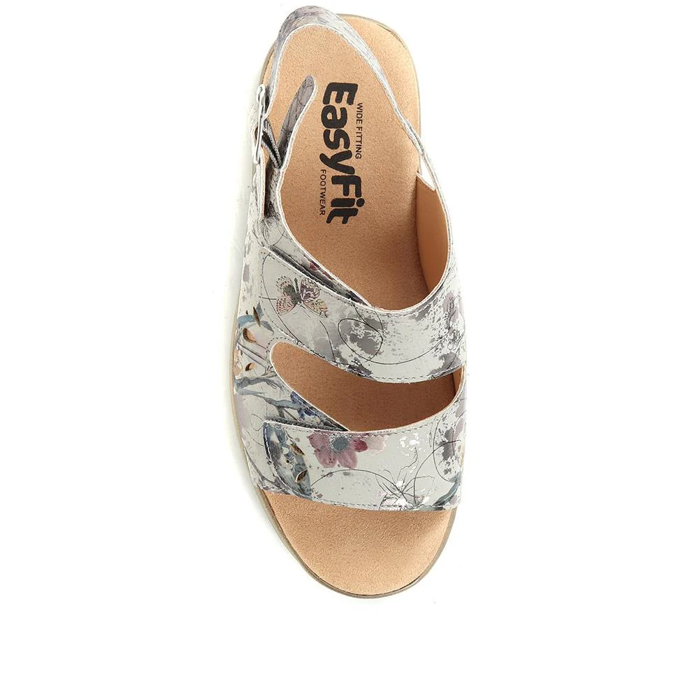 Extra-Wide Fit Adjustable Slingback Sandals - DIVINA / 321 458 - Grey Floral - Image 4