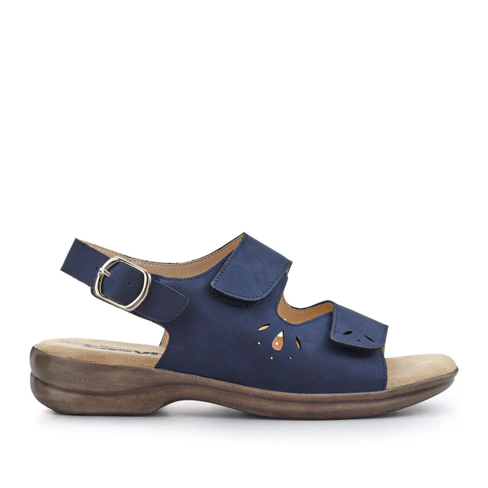 Extra-Wide Fit Adjustable Slingback Sandals - DIVINA / 321 458 - Navy - Image 2