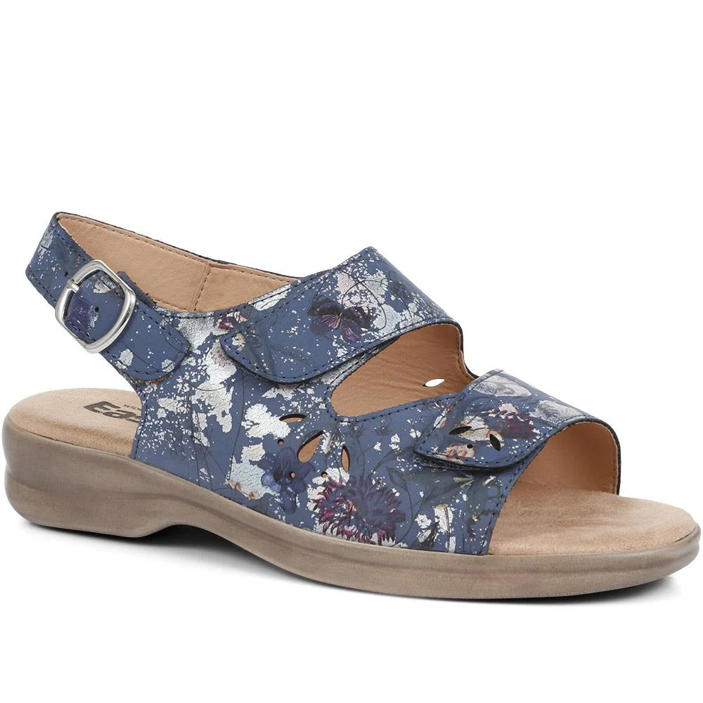 Extra-Wide Fit Adjustable Slingback Sandals - DIVINA / 321 458 - Navy Floral
