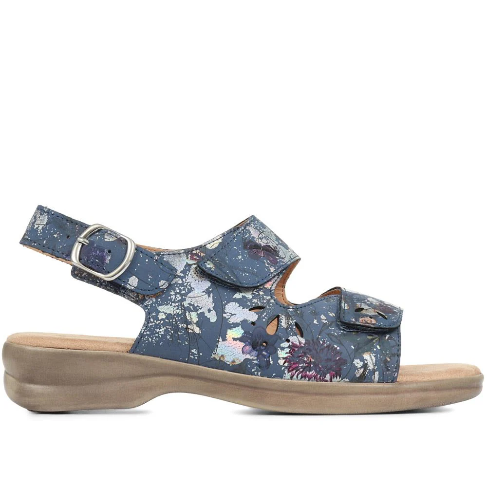 Extra-Wide Fit Adjustable Slingback Sandals - DIVINA / 321 458 - Navy Floral - Image 2