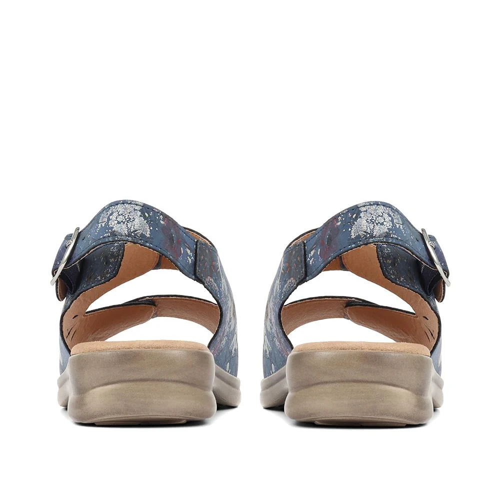 Extra-Wide Fit Adjustable Slingback Sandals - DIVINA / 321 458 - Navy Floral - Image 3