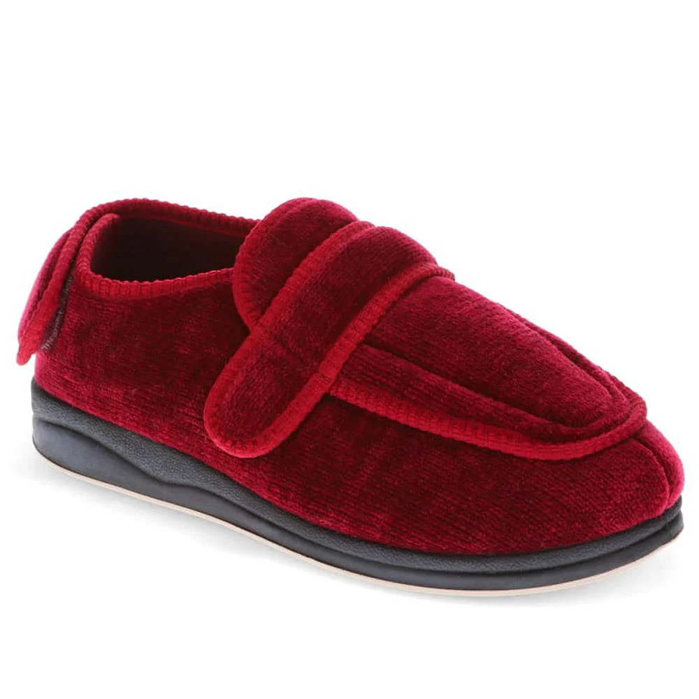 Extra-Wide Fit Adjustable Slippers - MERYL / 324 146 - Burgundy