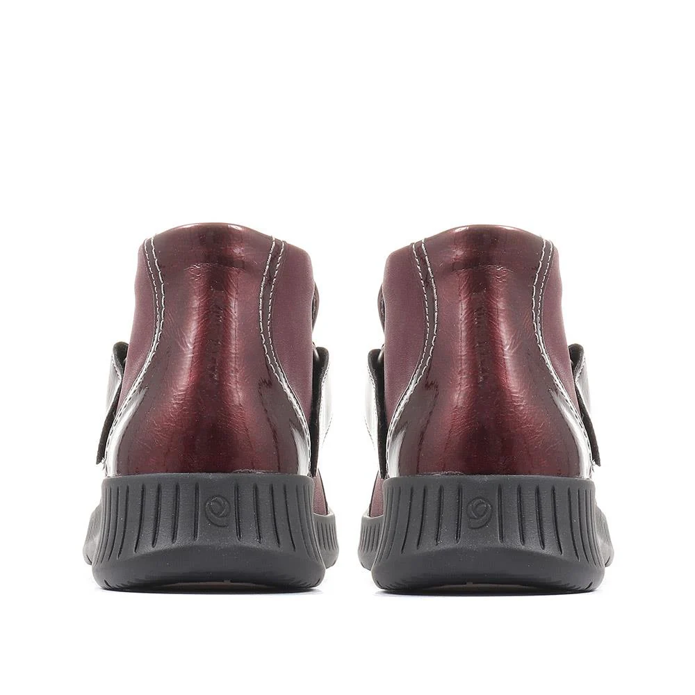 Extra Wide Fit Ankle Boots - CAL36027 / 323 051 - Burgundy Patent - Image 3