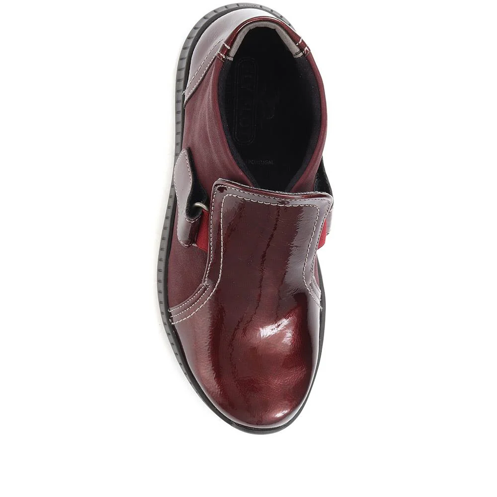 Extra Wide Fit Ankle Boots - CAL36027 / 323 051 - Burgundy Patent - Image 4
