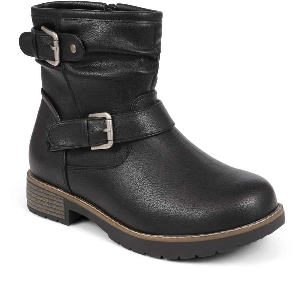 Extra-Wide Fit Buckle Biker Boots - CHRISTY / 324 582