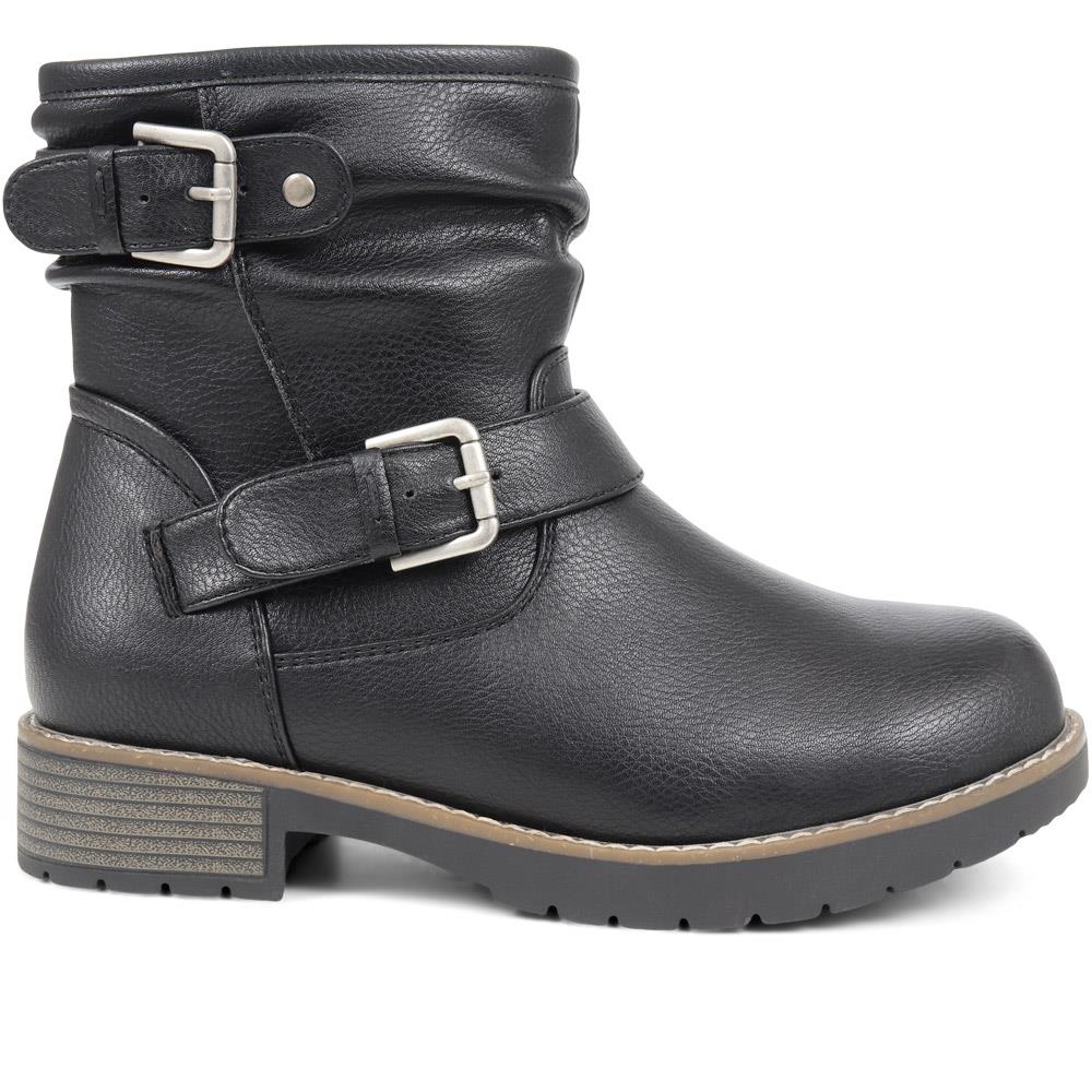 Extra-Wide Fit Buckle Biker Boots - CHRISTY / 324 582 - Black - Image 2