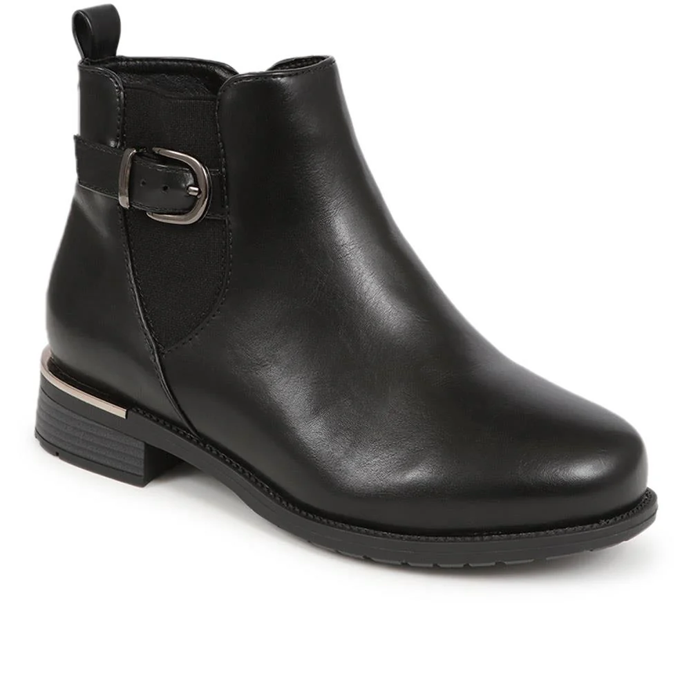 Extra-Wide Fit Buckle Detail Ankle Boots - WILLA / 324 177 - Image 2