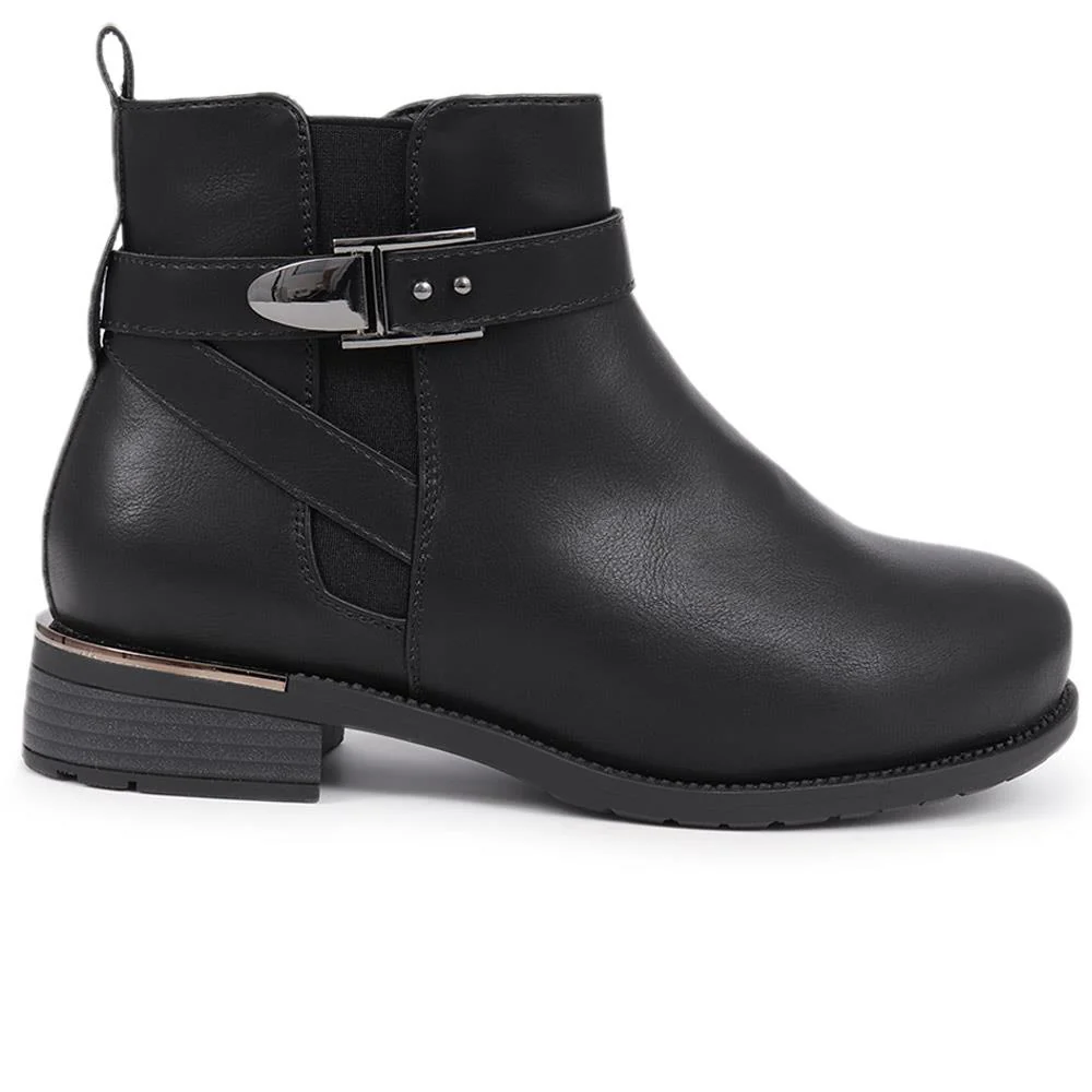 Extra-Wide Fit Buckle Strap Chelsea Boots - WITNEY / 324 178 - Black - Image 2