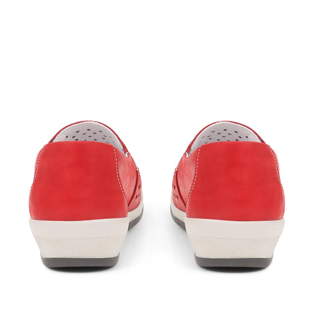 Extra Wide Fit Casual Leather Loafers - CORETTA / 323 875 - Red - Image 2