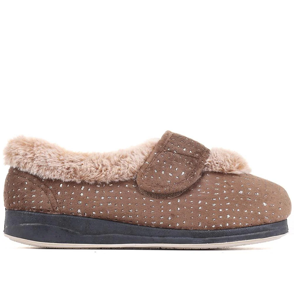 Extra-Wide Fit Cosy Slippers - CELENE / 322 481 - Camel - Image 2