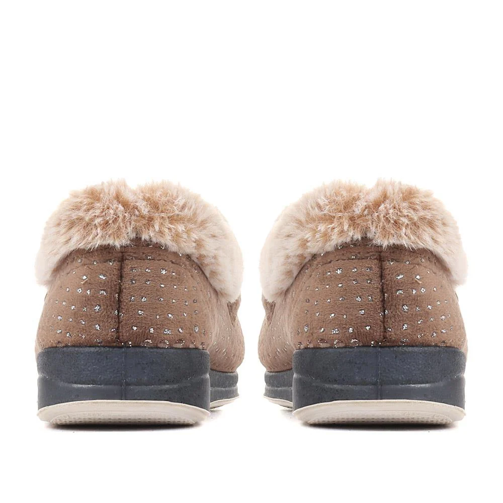 Extra-Wide Fit Cosy Slippers - CELENE / 322 481 - Camel - Image 3