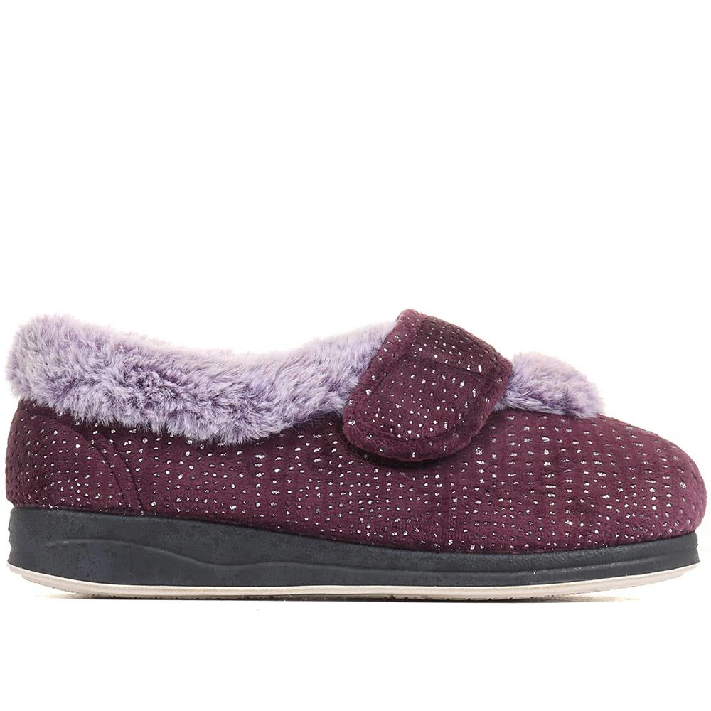 Extra-Wide Fit Cosy Slippers - CELENE / 322 481 - Plum - Image 2