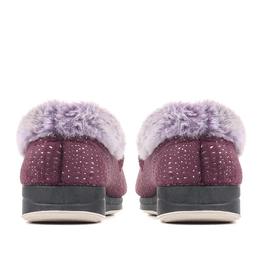 Extra-Wide Fit Cosy Slippers - CELENE / 322 481 - Plum - Image 3