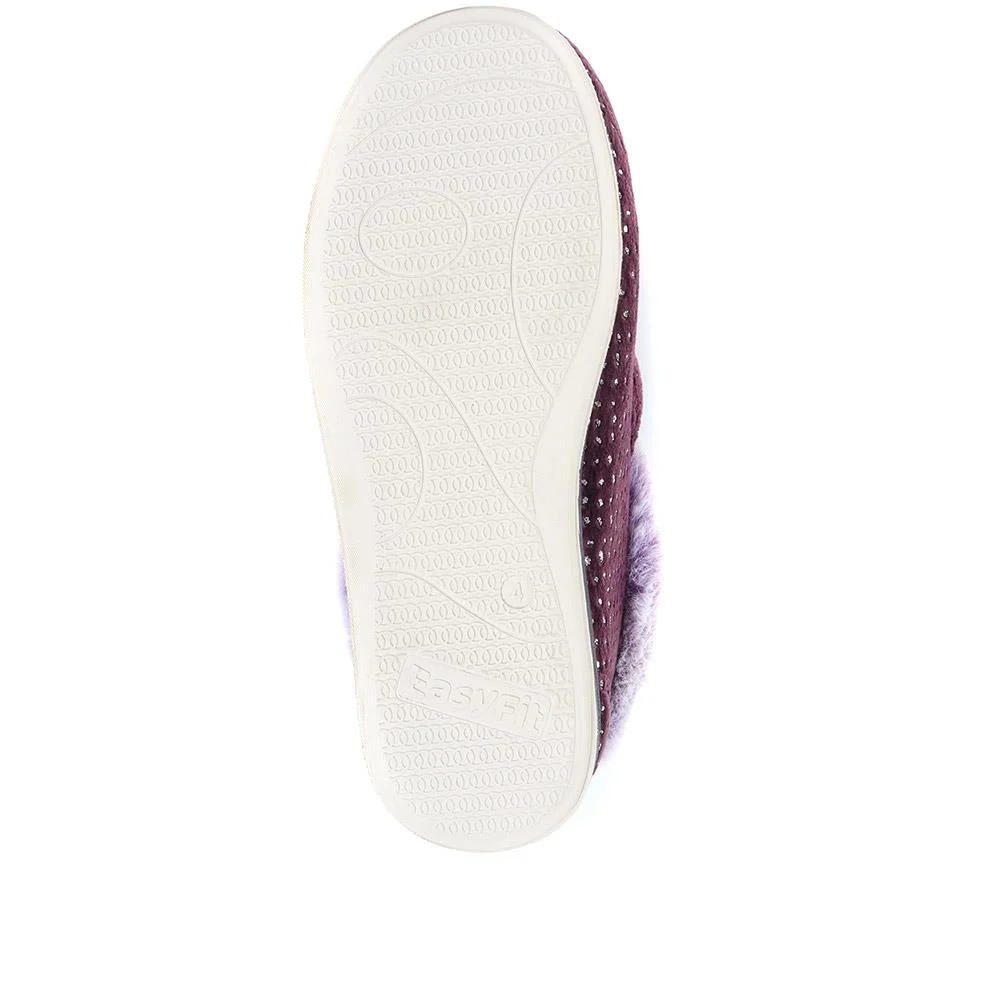 Extra-Wide Fit Cosy Slippers - CELENE / 322 481 - Plum - Image 5