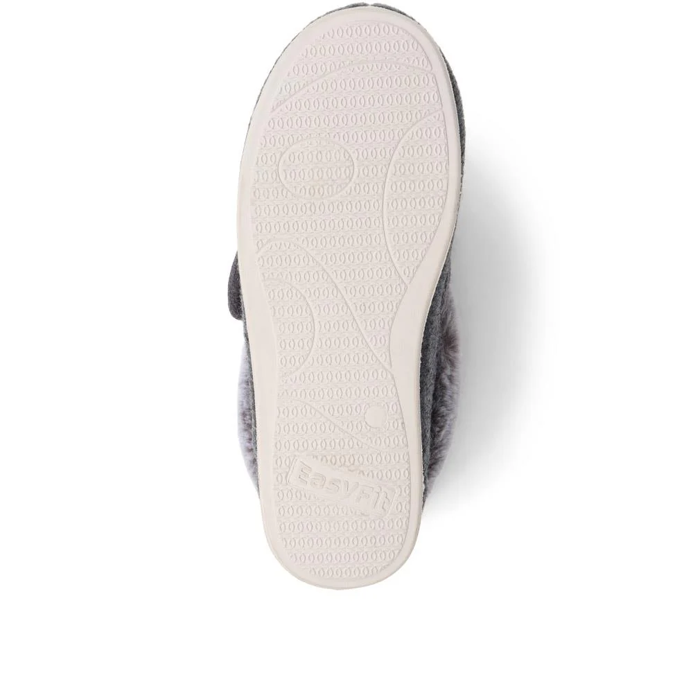 Extra-Wide Fit Faux-Fur Flower Slippers - LISBET / 324 143 - Grey - Image 4