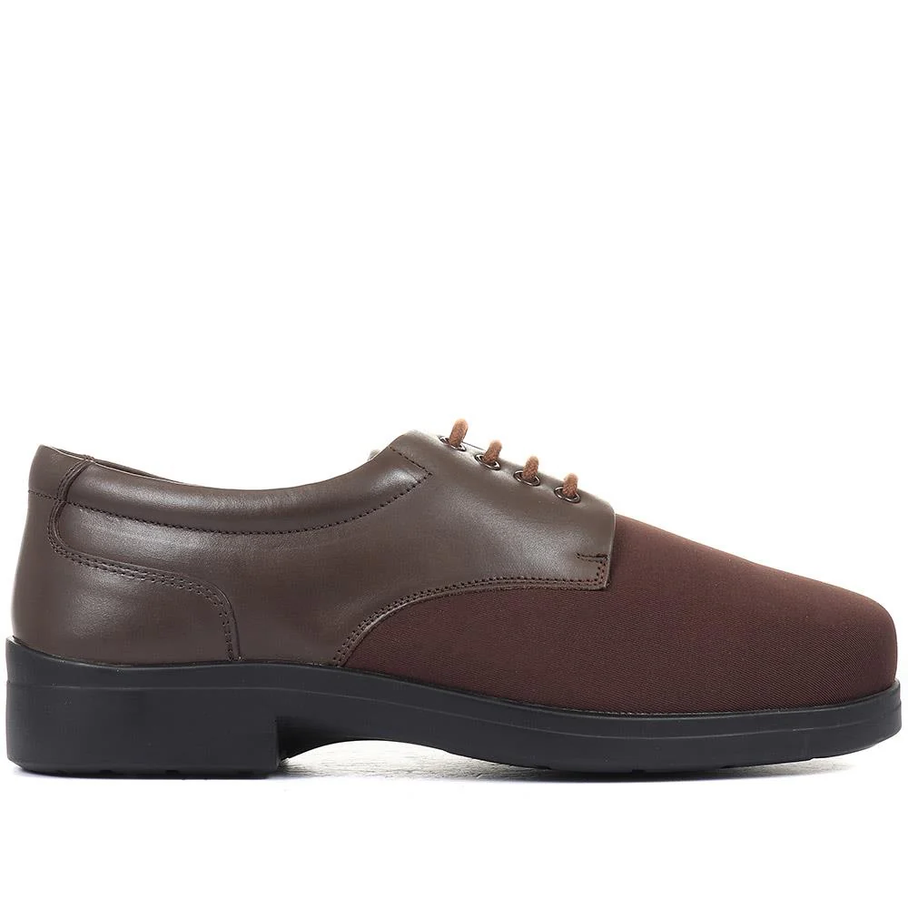 Extra Wide Fit Lace-Up Derby Shoe - ABERTO / 320 929 - Brown - Image 2