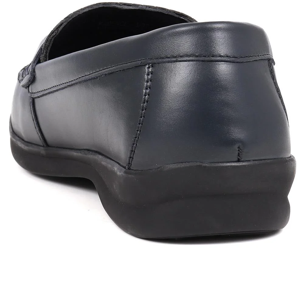 Extra-Wide Fit Leather Loafers - KADENCE / 325 574 - Navy - Image 3