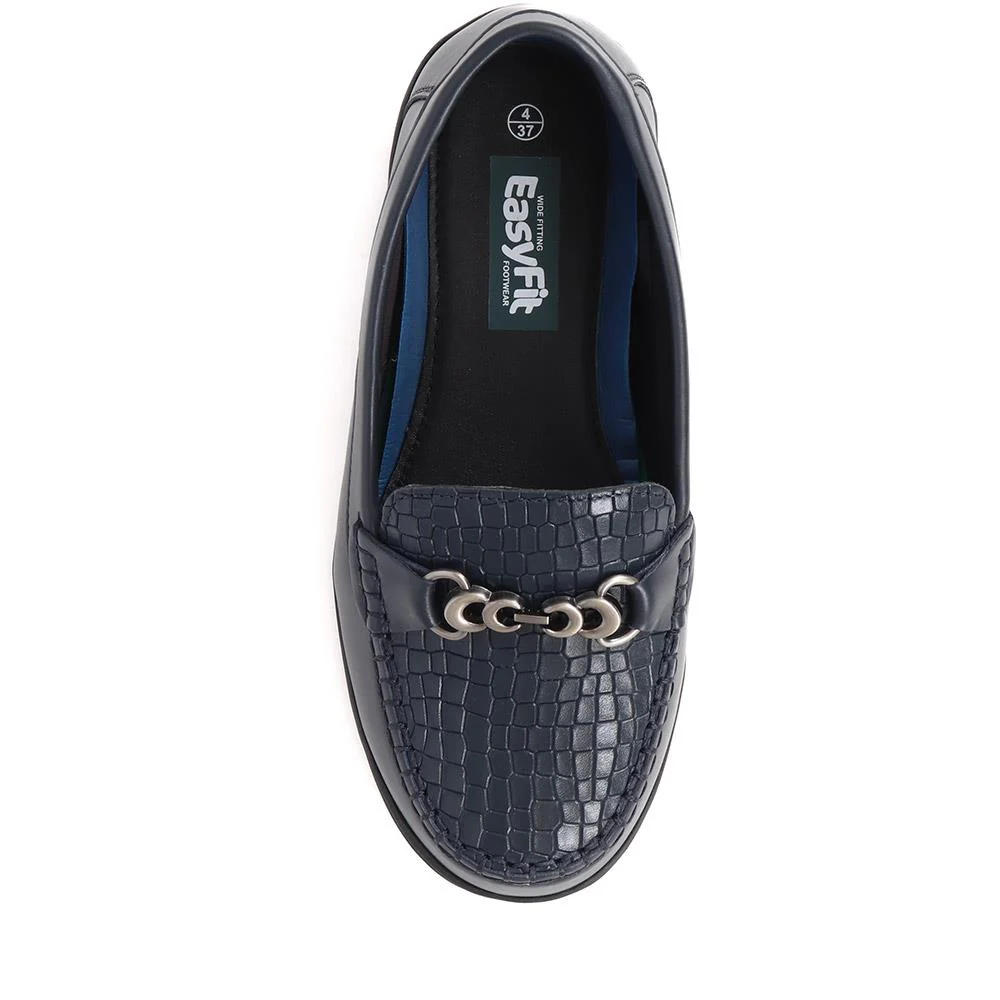 Extra-Wide Fit Leather Loafers - KADENCE / 325 574 - Navy - Image 5