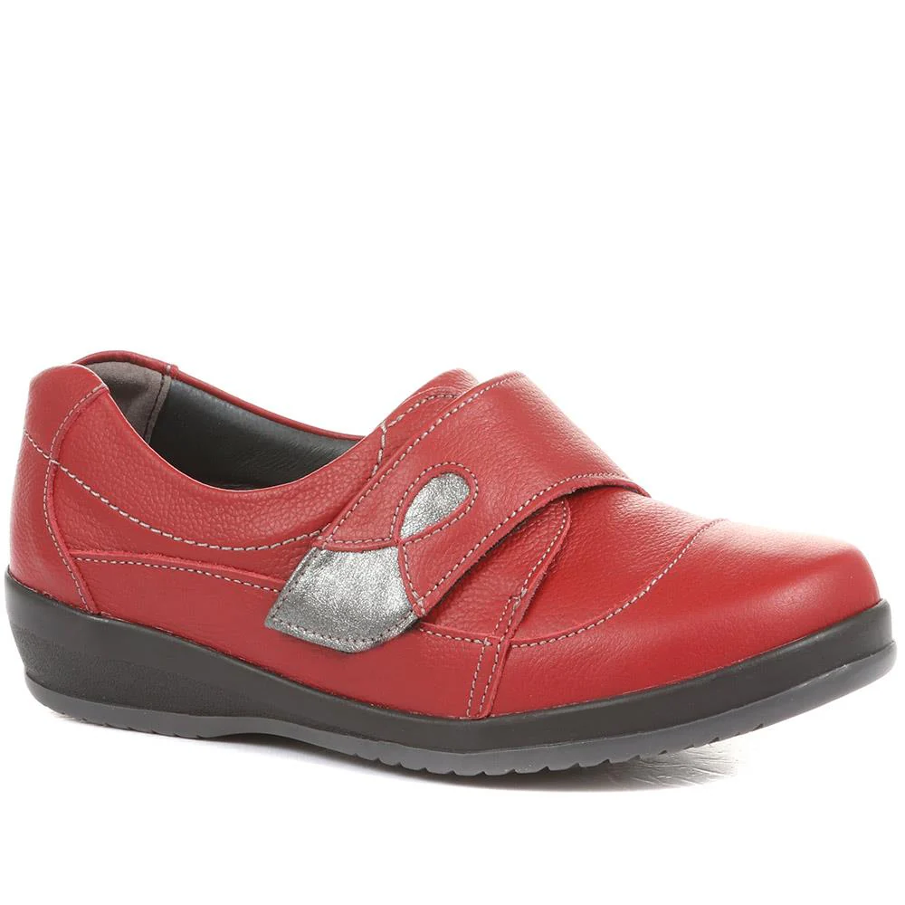 Extra Wide Fit Leather Shoes - CORNELIA / 322 978 - Burgundy