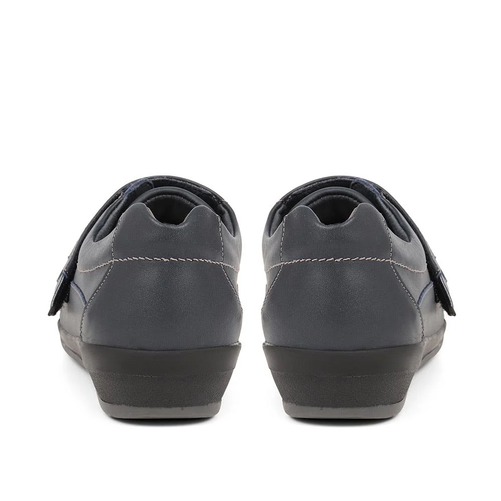 Extra Wide Fit Leather Shoes - CORNELIA / 322 978 - Navy - Image 3