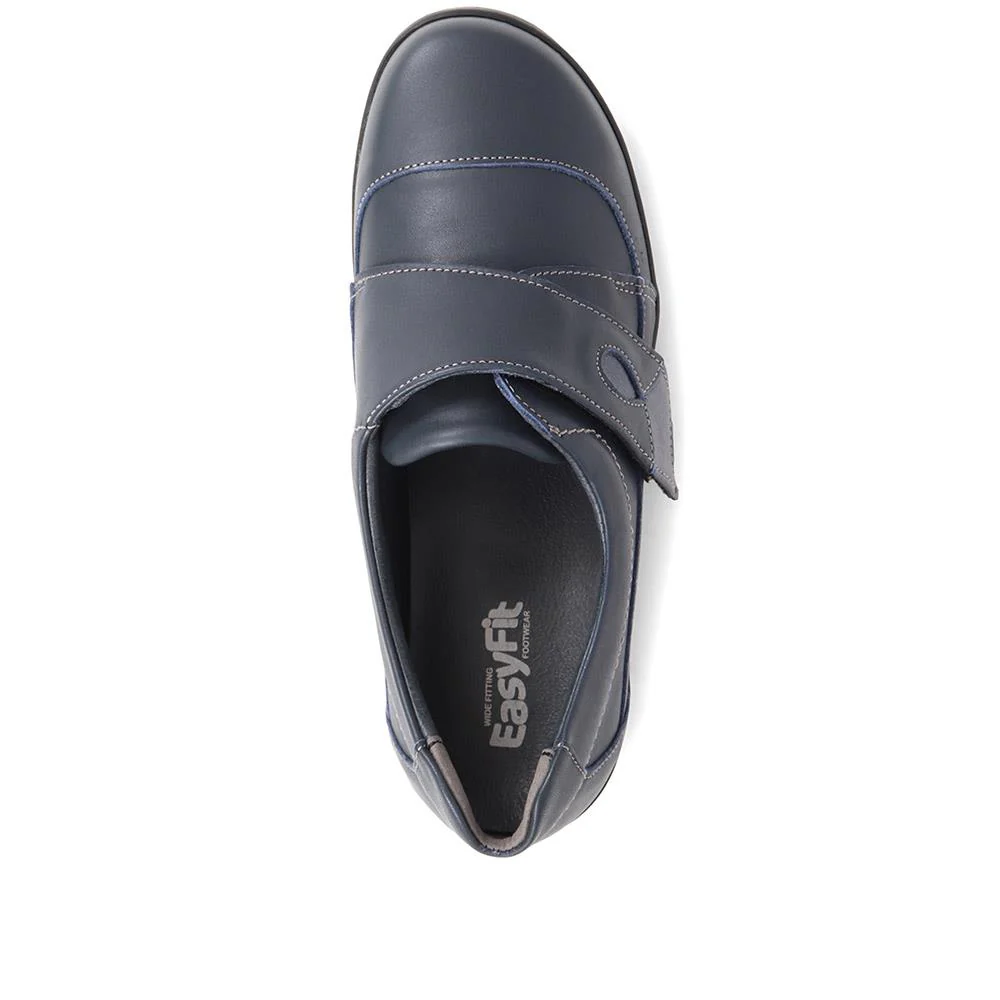 Extra Wide Fit Leather Shoes - CORNELIA / 322 978 - Navy - Image 4