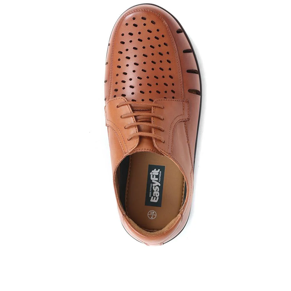 Extra Wide Fit Leather Shoes - CRISTIANO / 323 745 - Dark Tan - Image 4