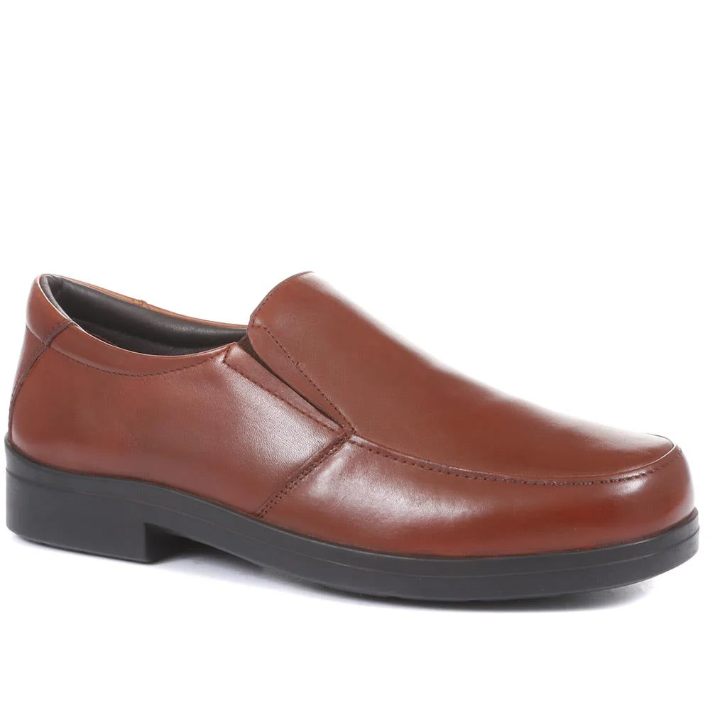 Extra Wide Fit Leather Slip On Shoes - DELNERO / 321 158 - Image 2