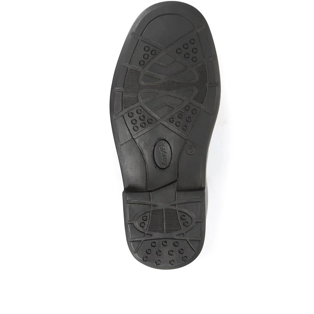 Extra Wide Fit Leather Slip On Shoes - DELNERO / 321 158 - Black - Image 5
