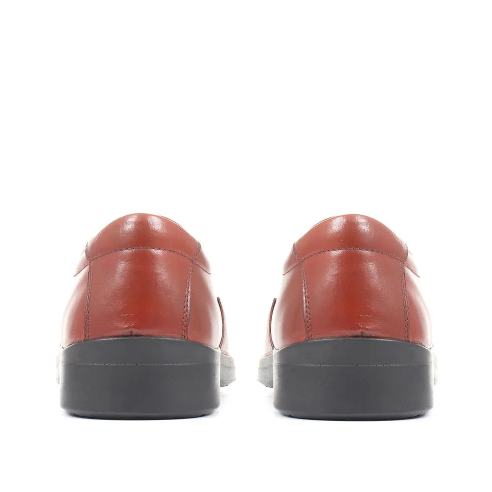 Extra Wide Fit Leather Slip On Shoes - DELNERO / 321 158 - Tan - Image 3